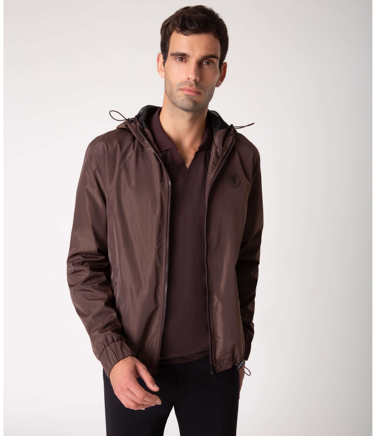 Jaqueta Tecno Bomber Com Capuz Cafe