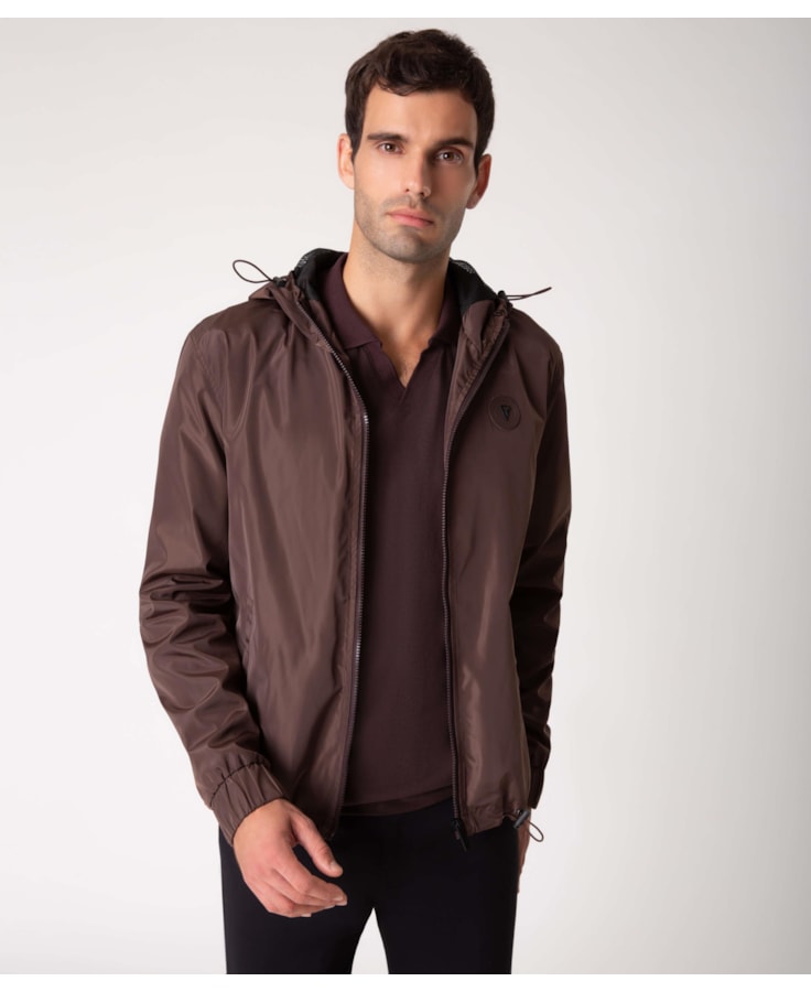 Jaqueta Tecno Bomber Com Capuz Cafe