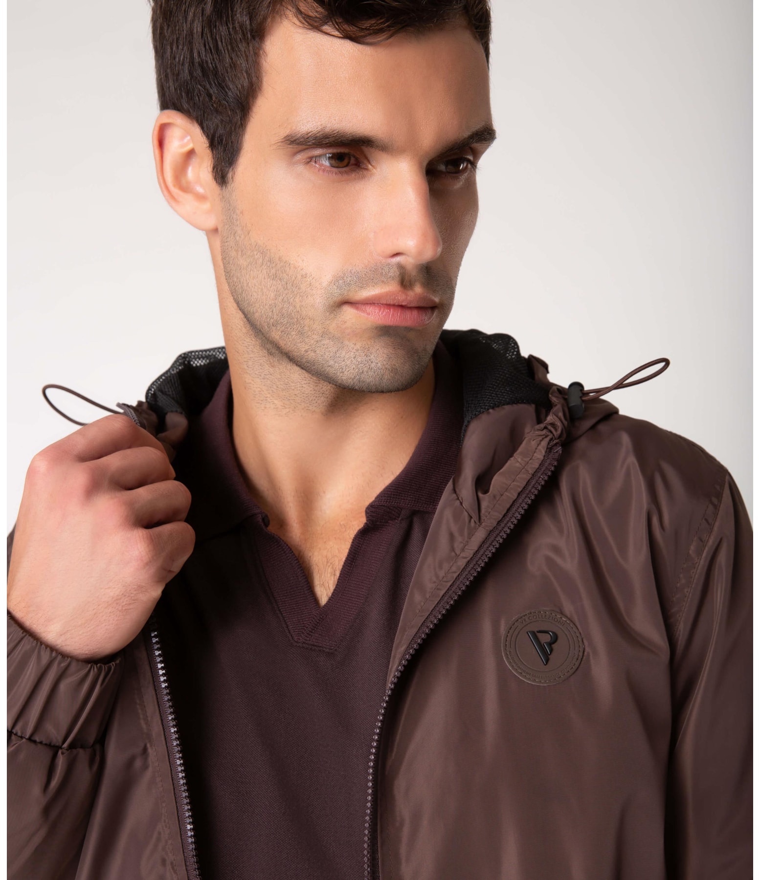 Jaqueta Tecno Bomber Com Capuz Cafe