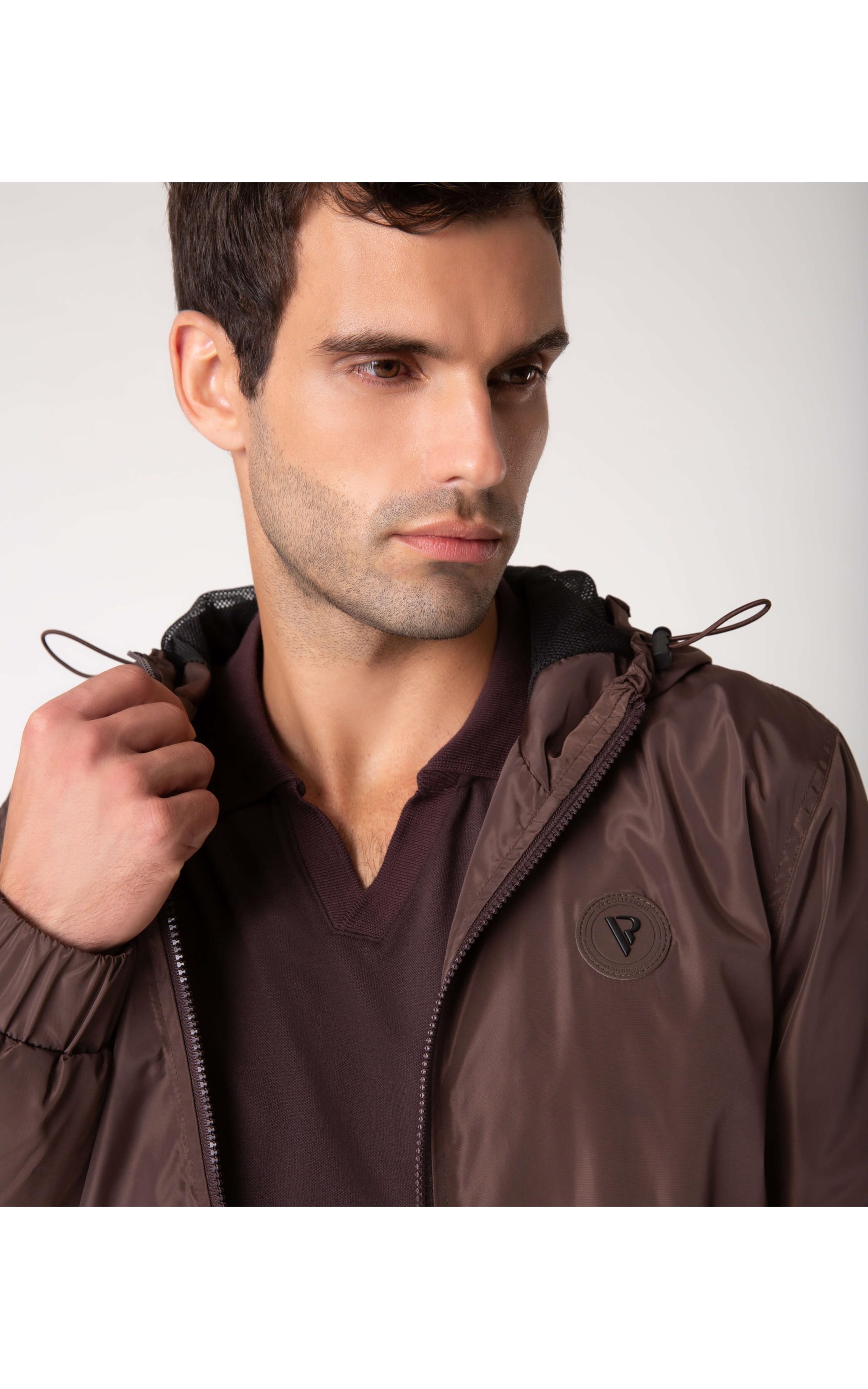 Jaqueta Tecno Bomber Com Capuz Cafe