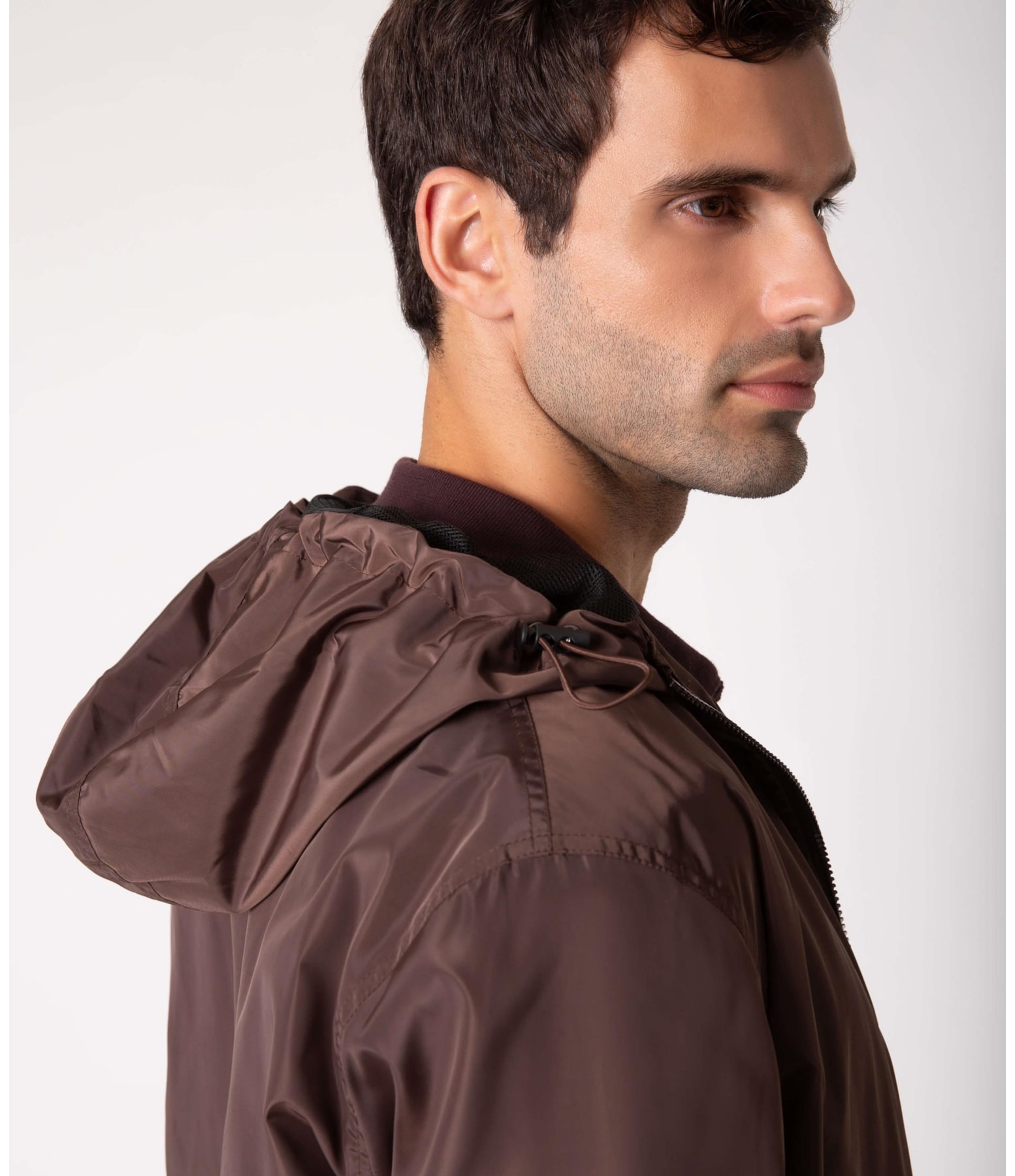 Jaqueta Tecno Bomber Com Capuz Cafe