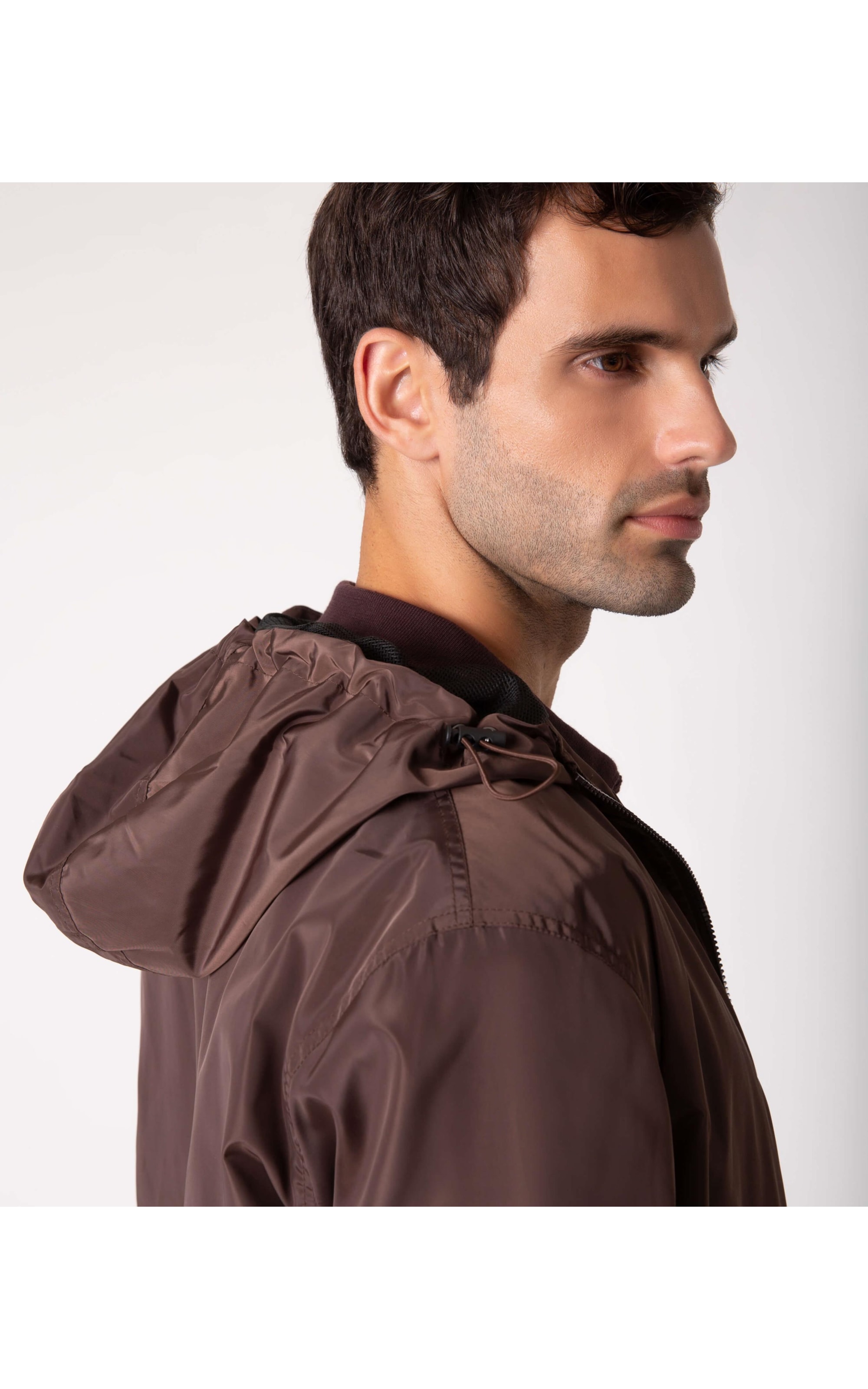 Jaqueta Tecno Bomber Com Capuz Cafe