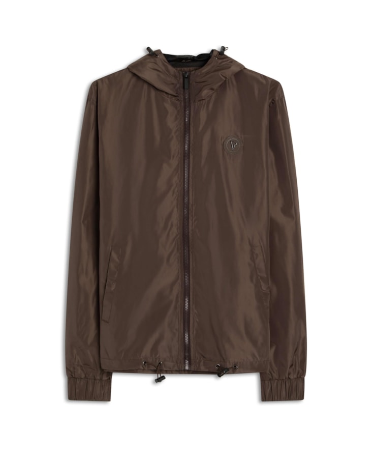 Jaqueta Tecno Bomber Com Capuz Cafe