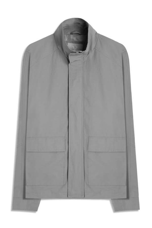 Jaqueta Windbreaker W/ Pockets Cotton Ny Cinza Medio                      
