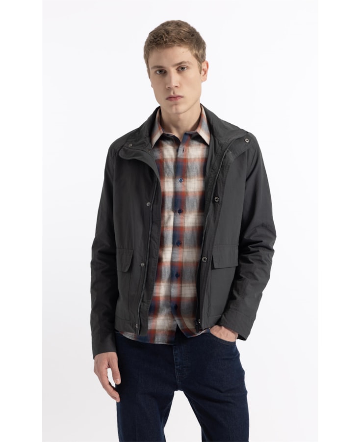 Jaqueta Windbreaker W/ Pockets Cotton Ny Grafite