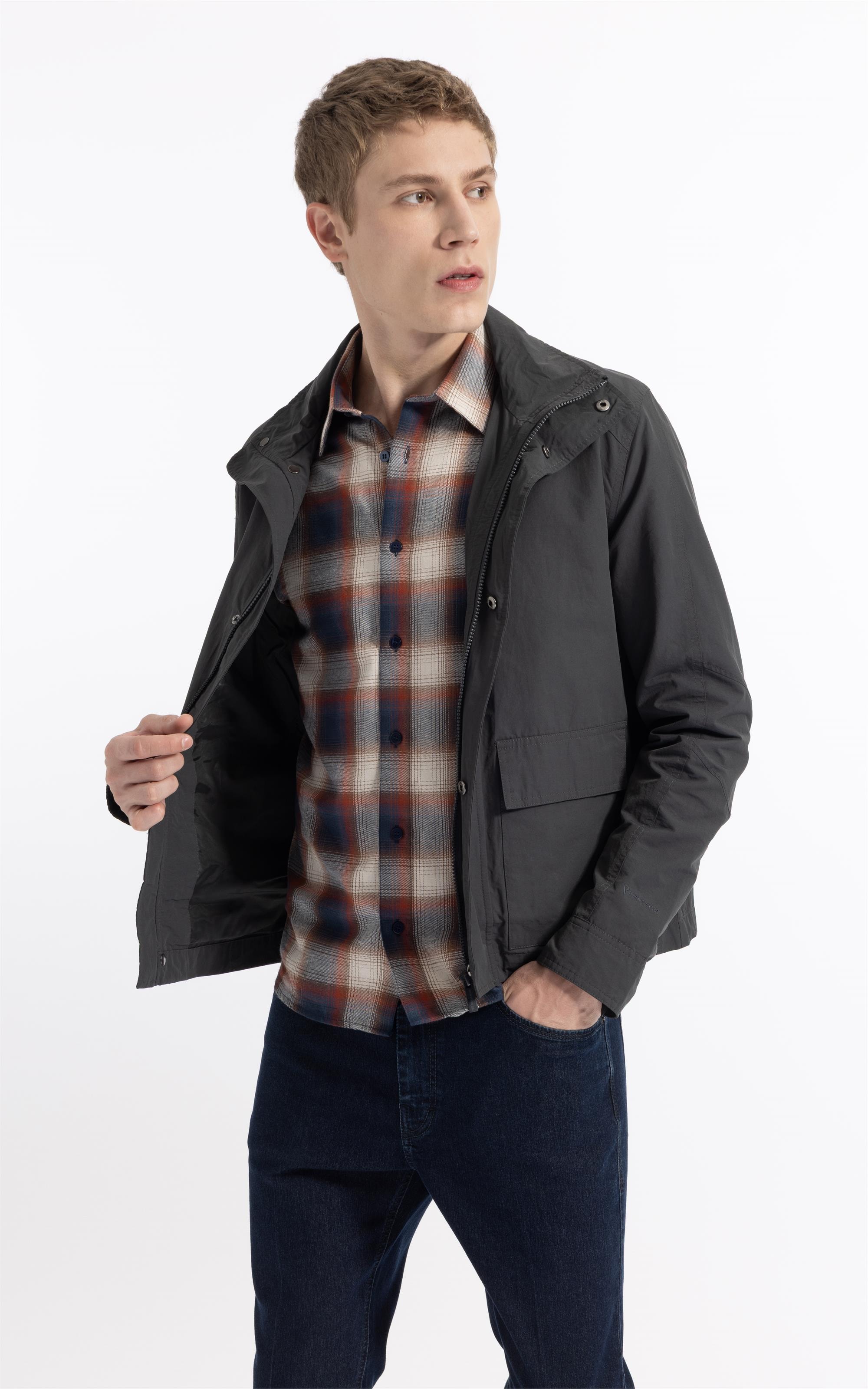 Jaqueta Windbreaker W/ Pockets Cotton Ny Grafite