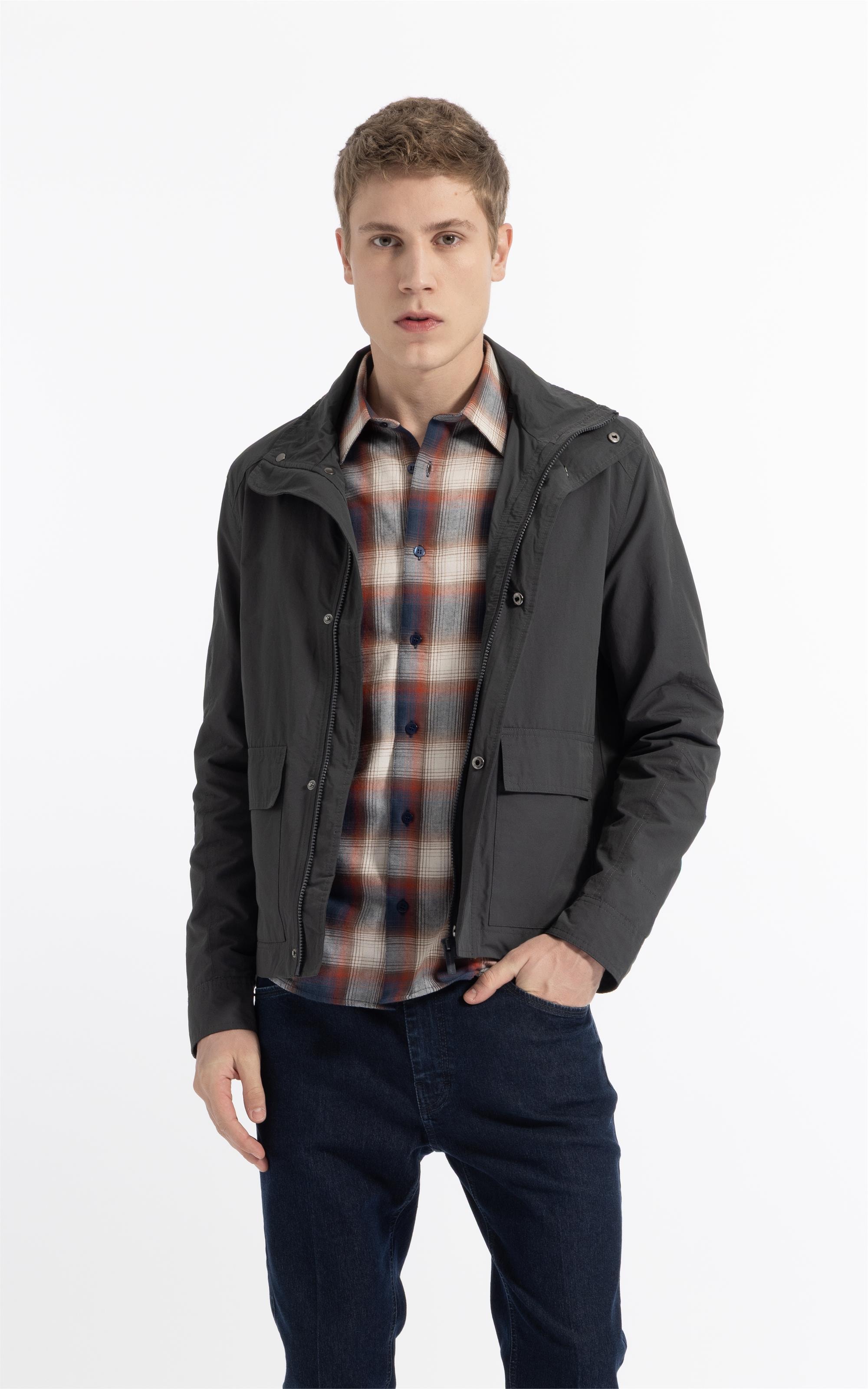 Jaqueta Windbreaker W/ Pockets Cotton Ny Grafite