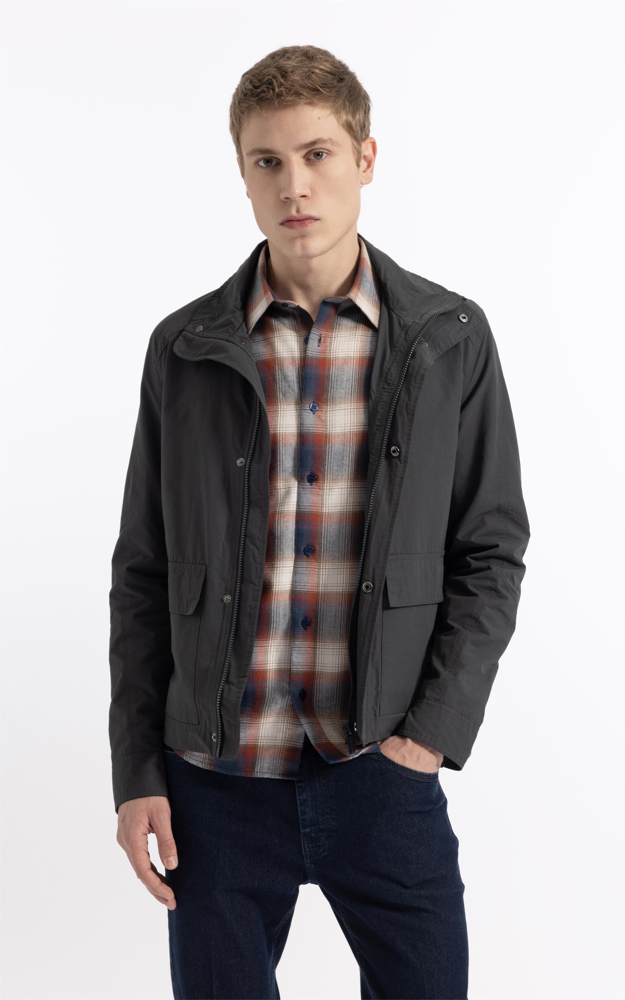 Jaqueta Windbreaker W/ Pockets Cotton Ny Grafite