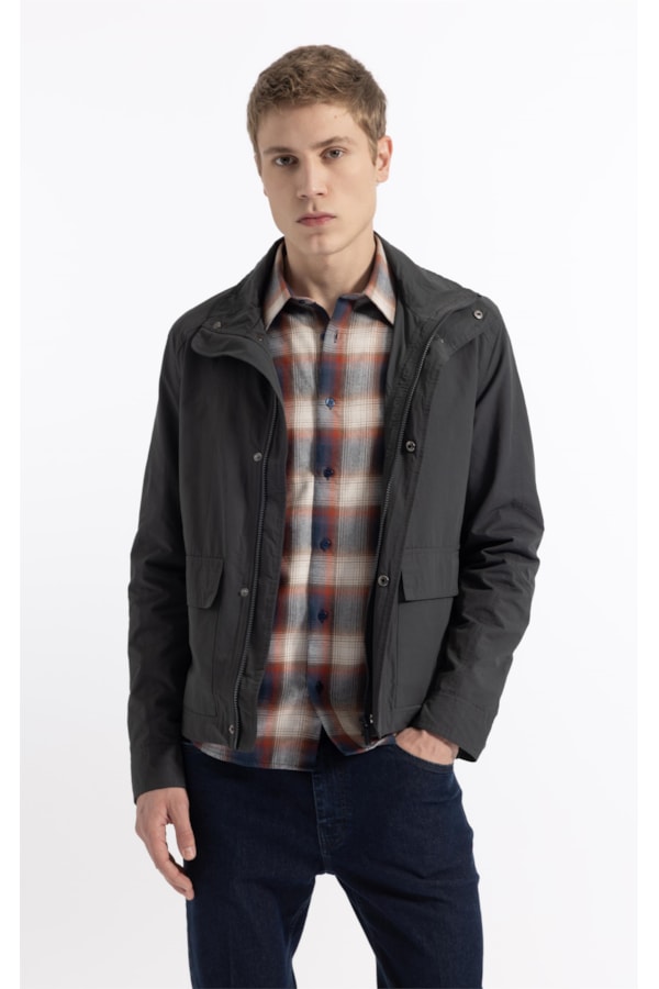 Jaqueta Windbreaker W/ Pockets Cotton Ny Grafite