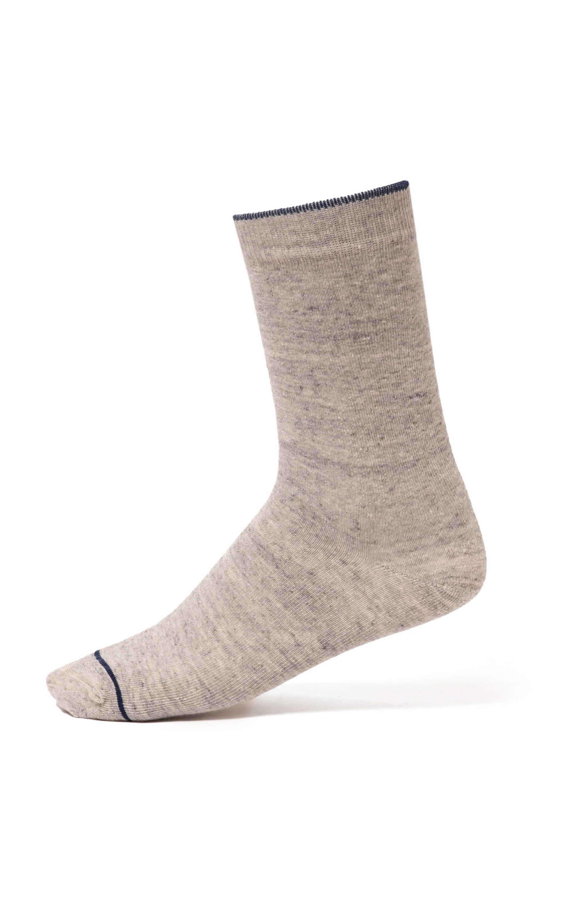 Meia Algodão Frisos Cinza Mescla