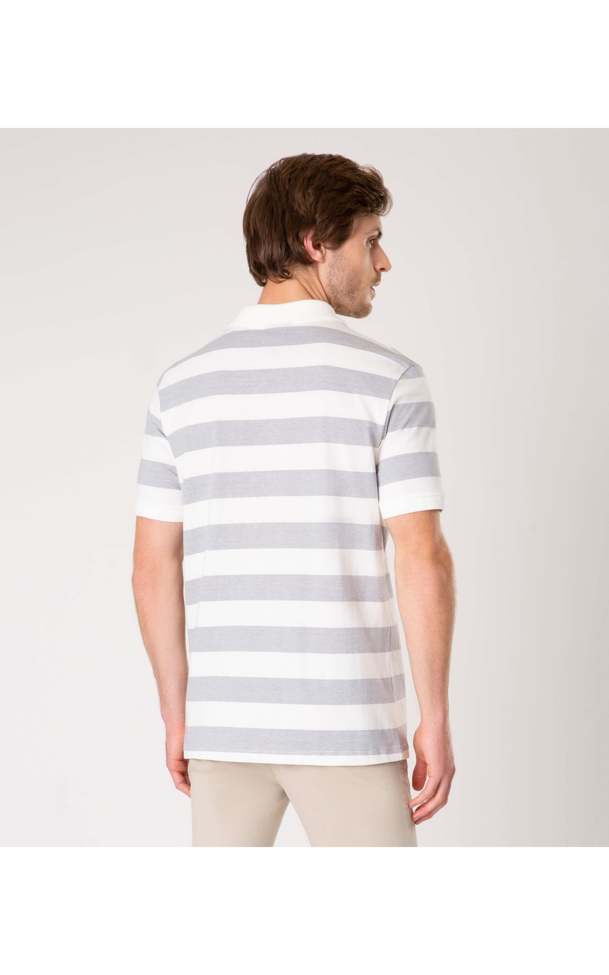 Polo Audi Stripe Cinza Claro