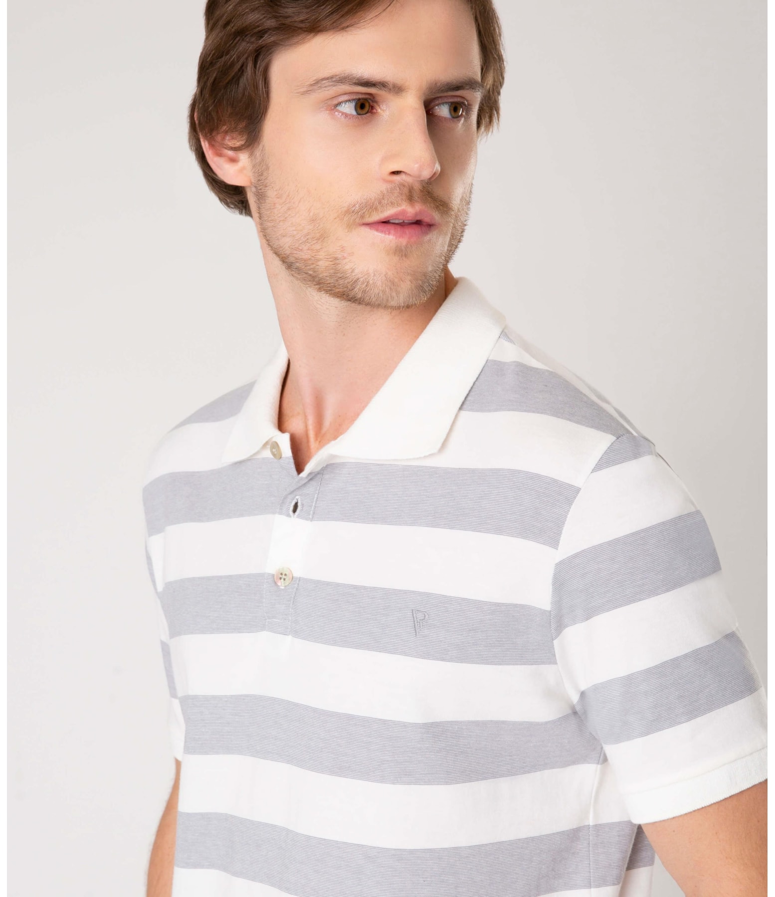 Polo Audi Stripe Cinza Claro