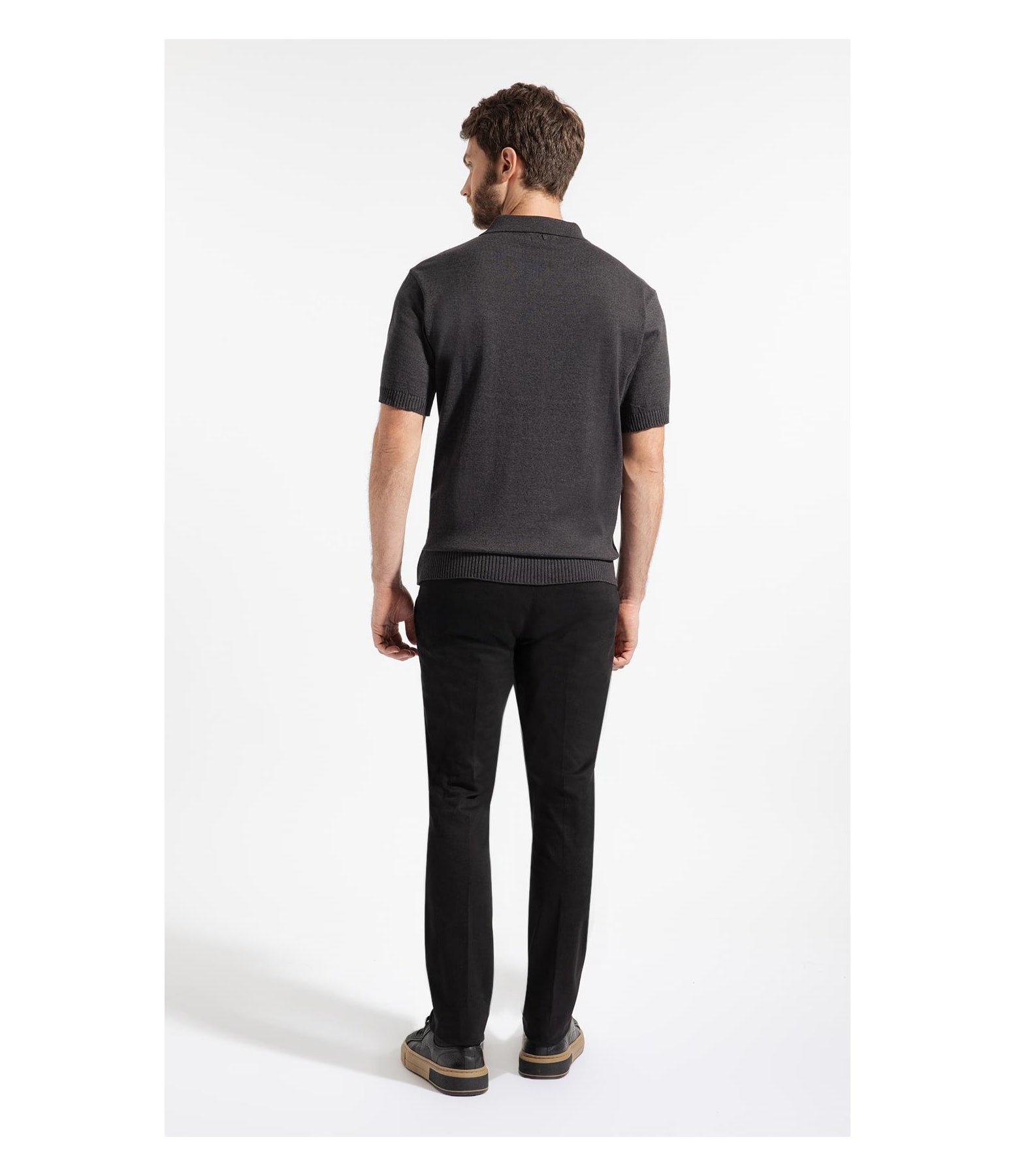 Polo Com Ziper Chumbo Mescla