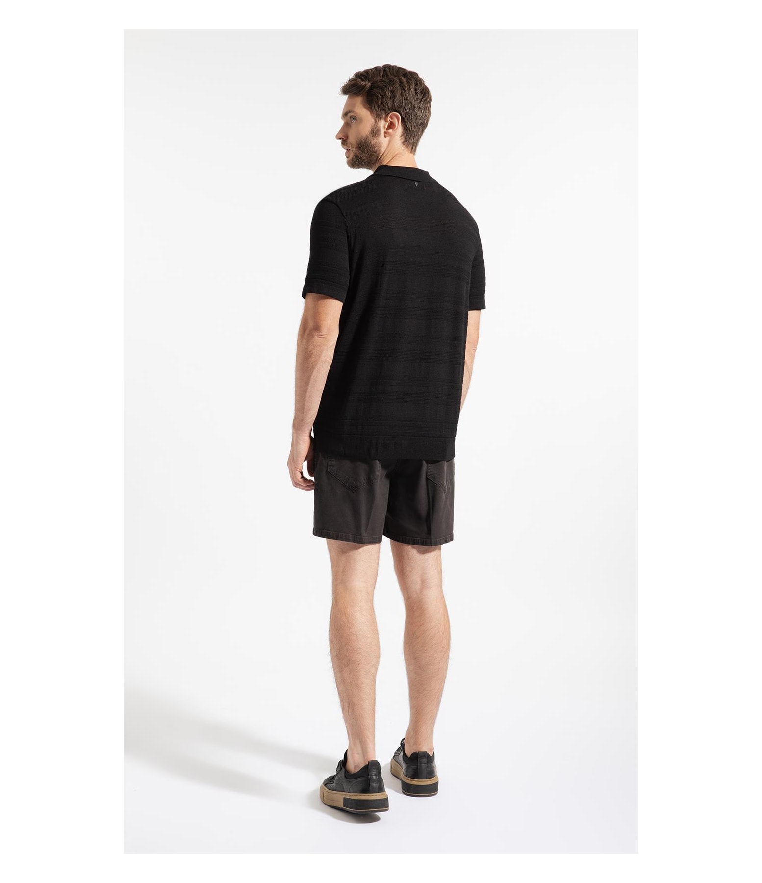 Polo Freddo Listrado Preto