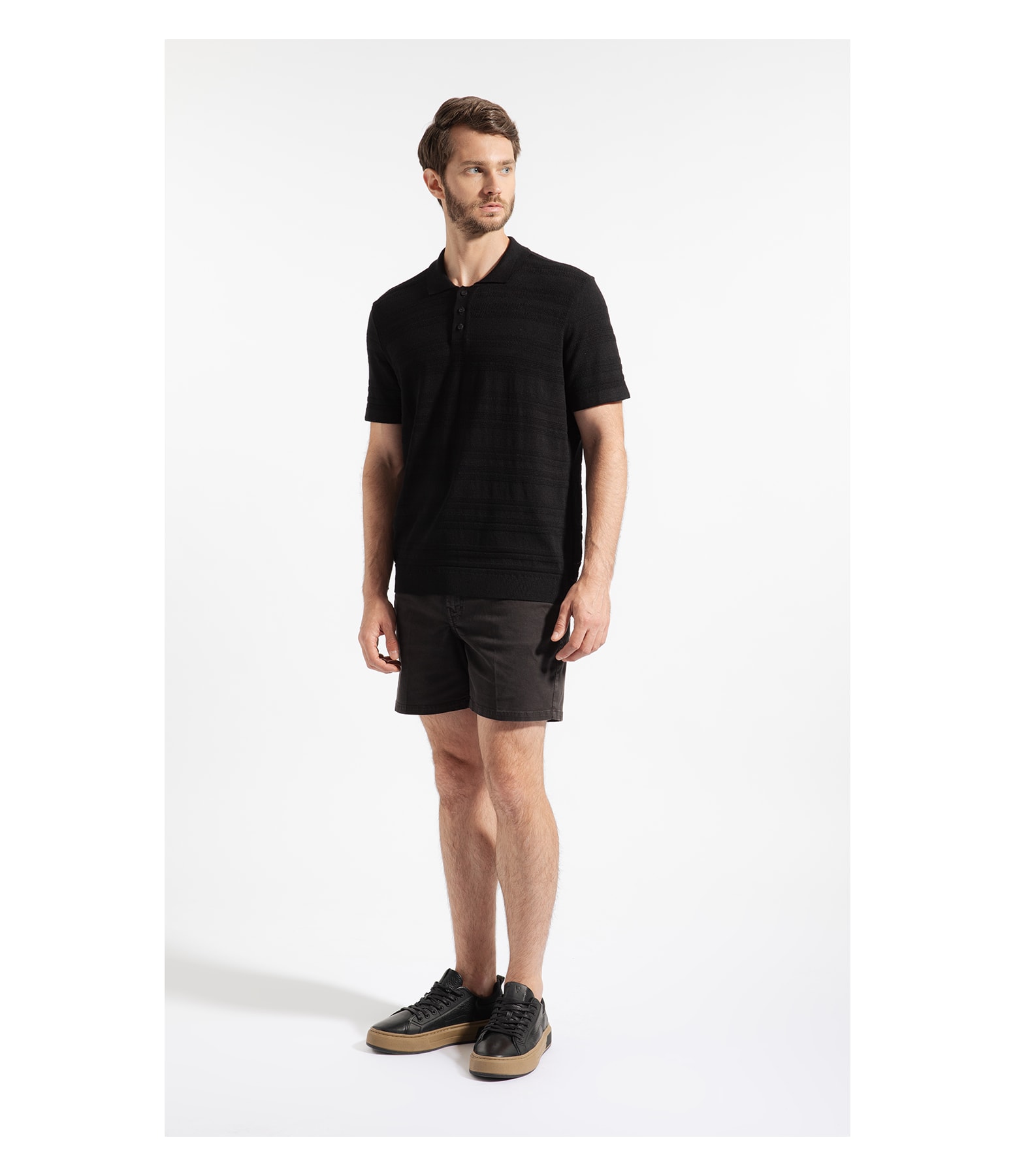 Polo Freddo Listrado Preto
