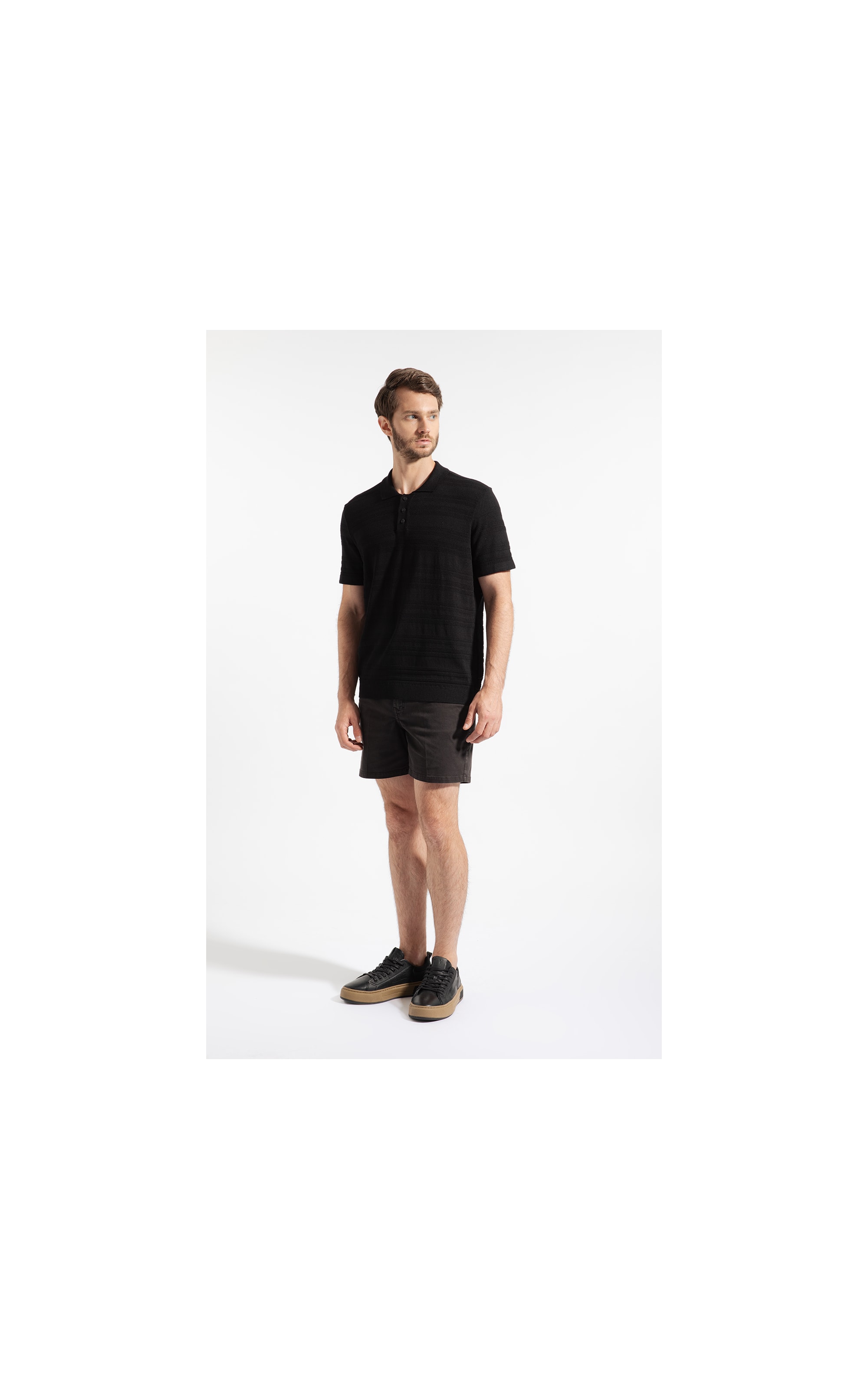 Polo Freddo Listrado Preto
