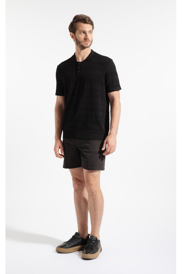 Polo Freddo Listrado Preto
