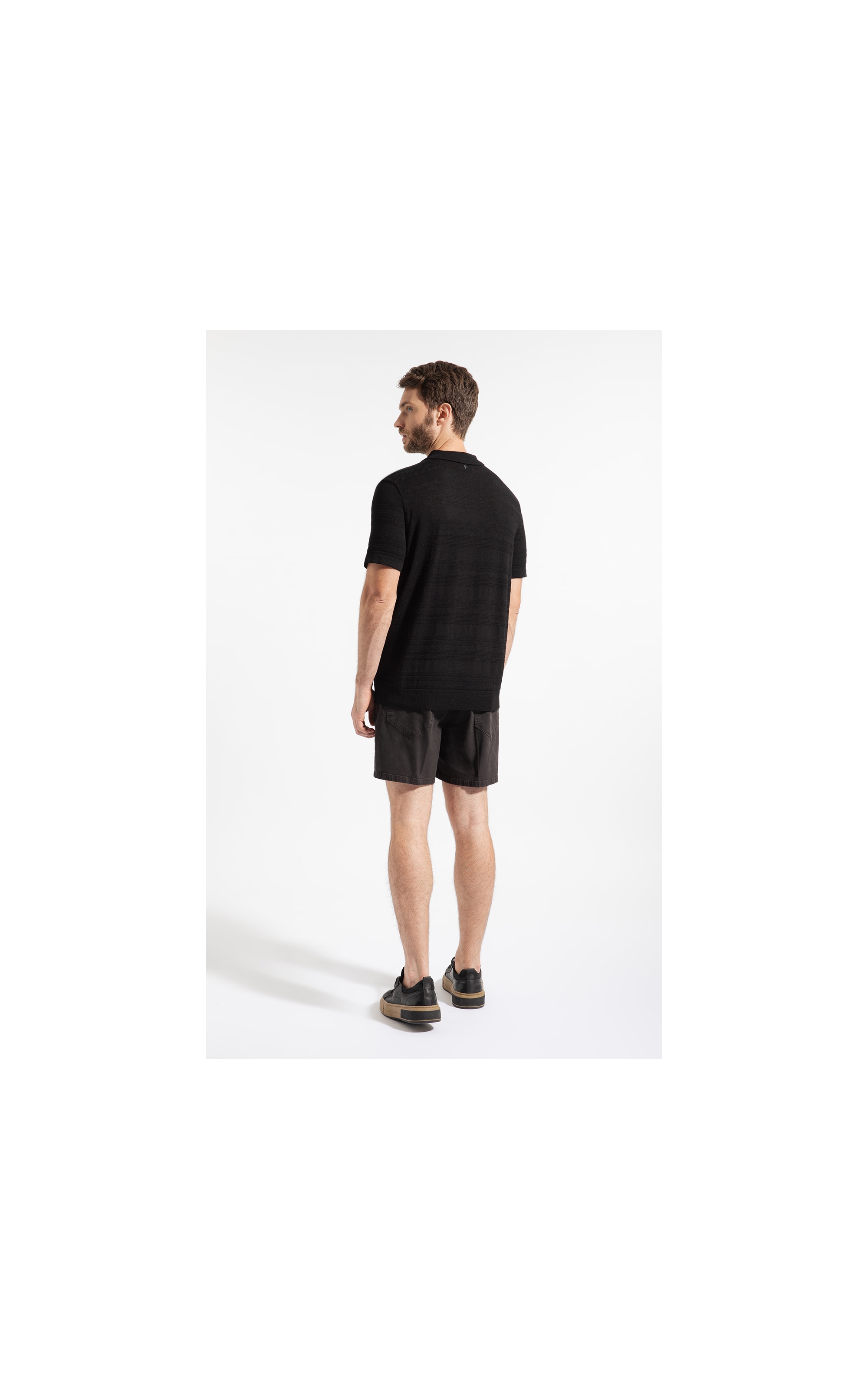 Polo Freddo Listrado Preto