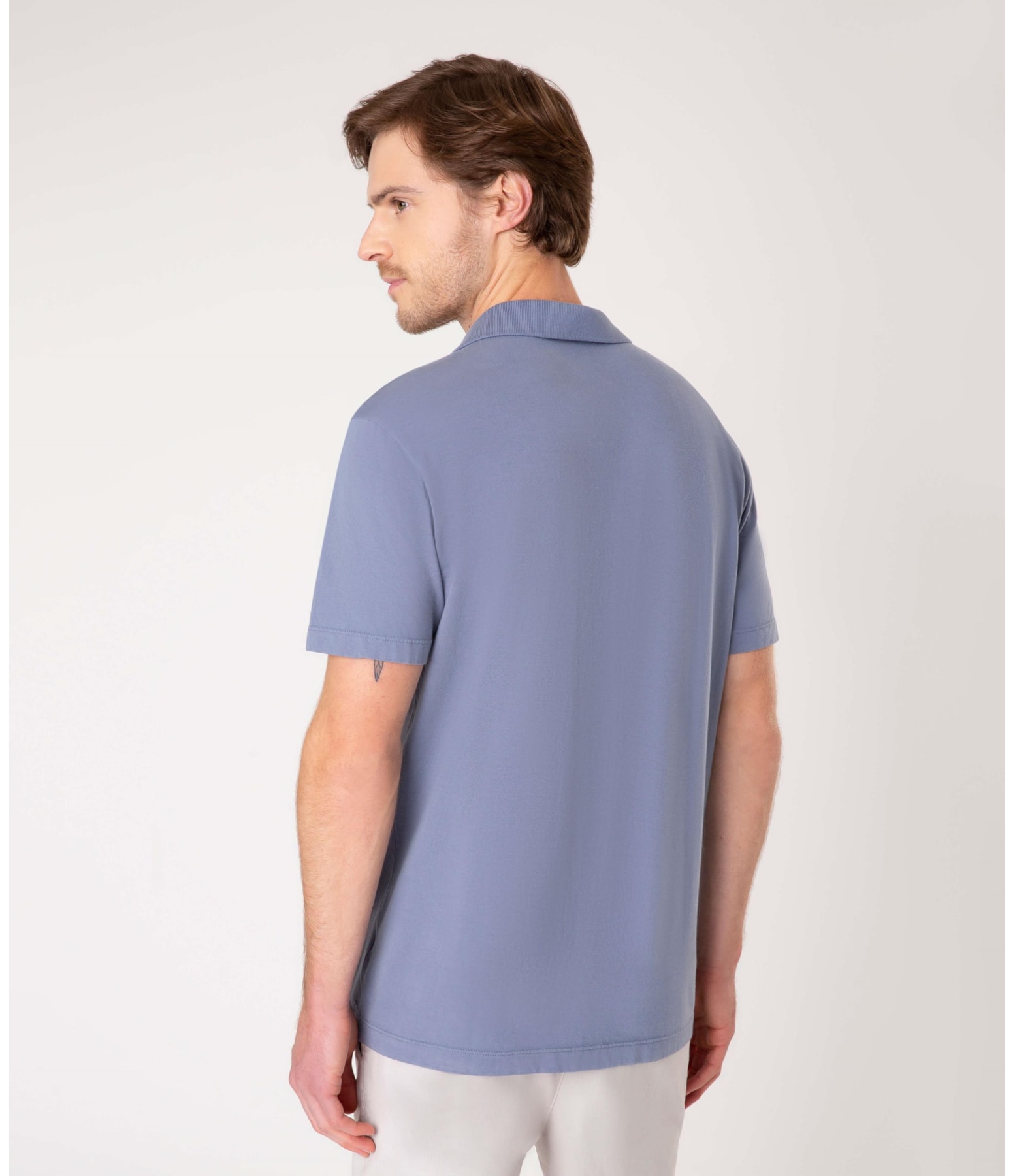 Polo Malha Estampa Spot Light Azul Jeans