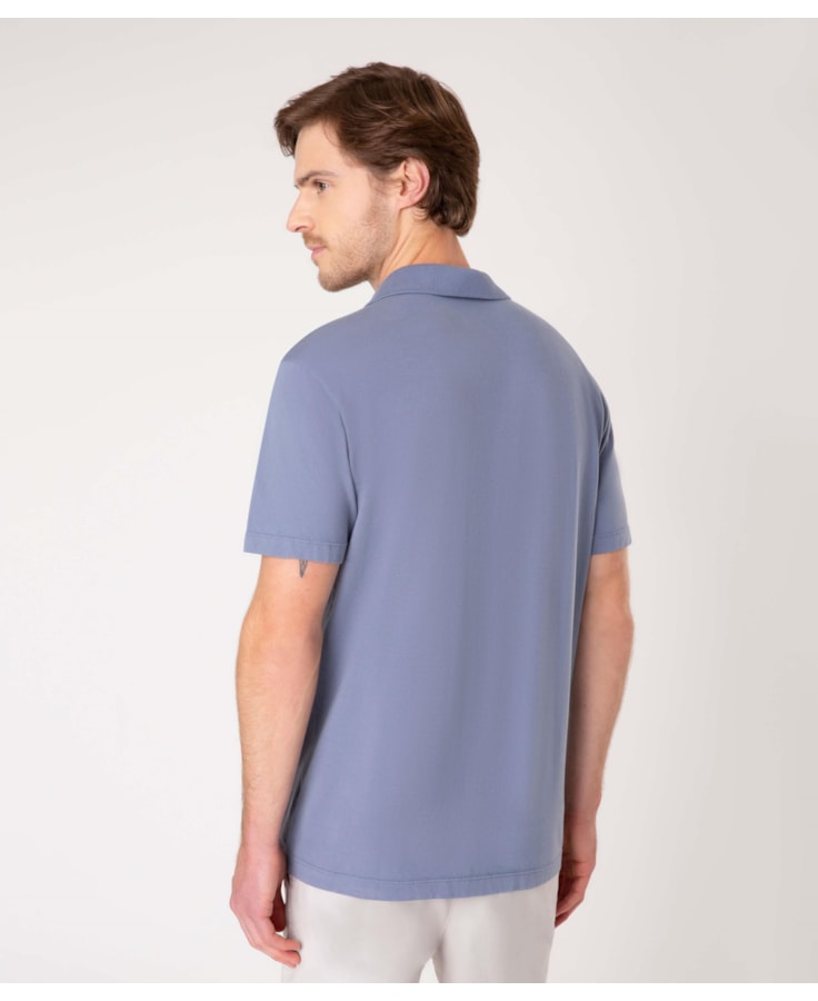 Polo Malha Estampa Spot Light Azul Jeans
