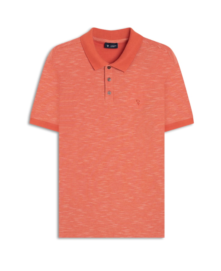Polo Malha Stripe Coral