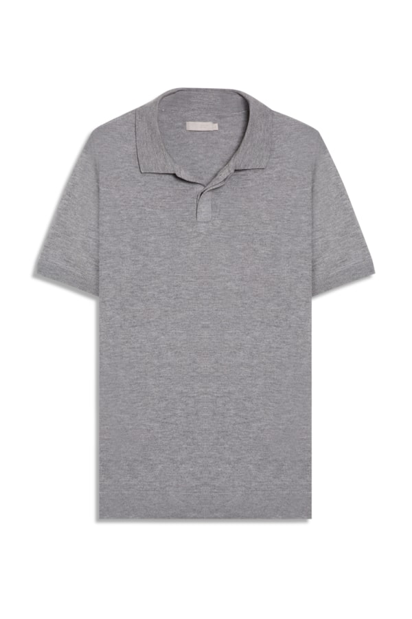 Polo Mc Tricot Gola Habano Visco Cotton Cinza Claro                             