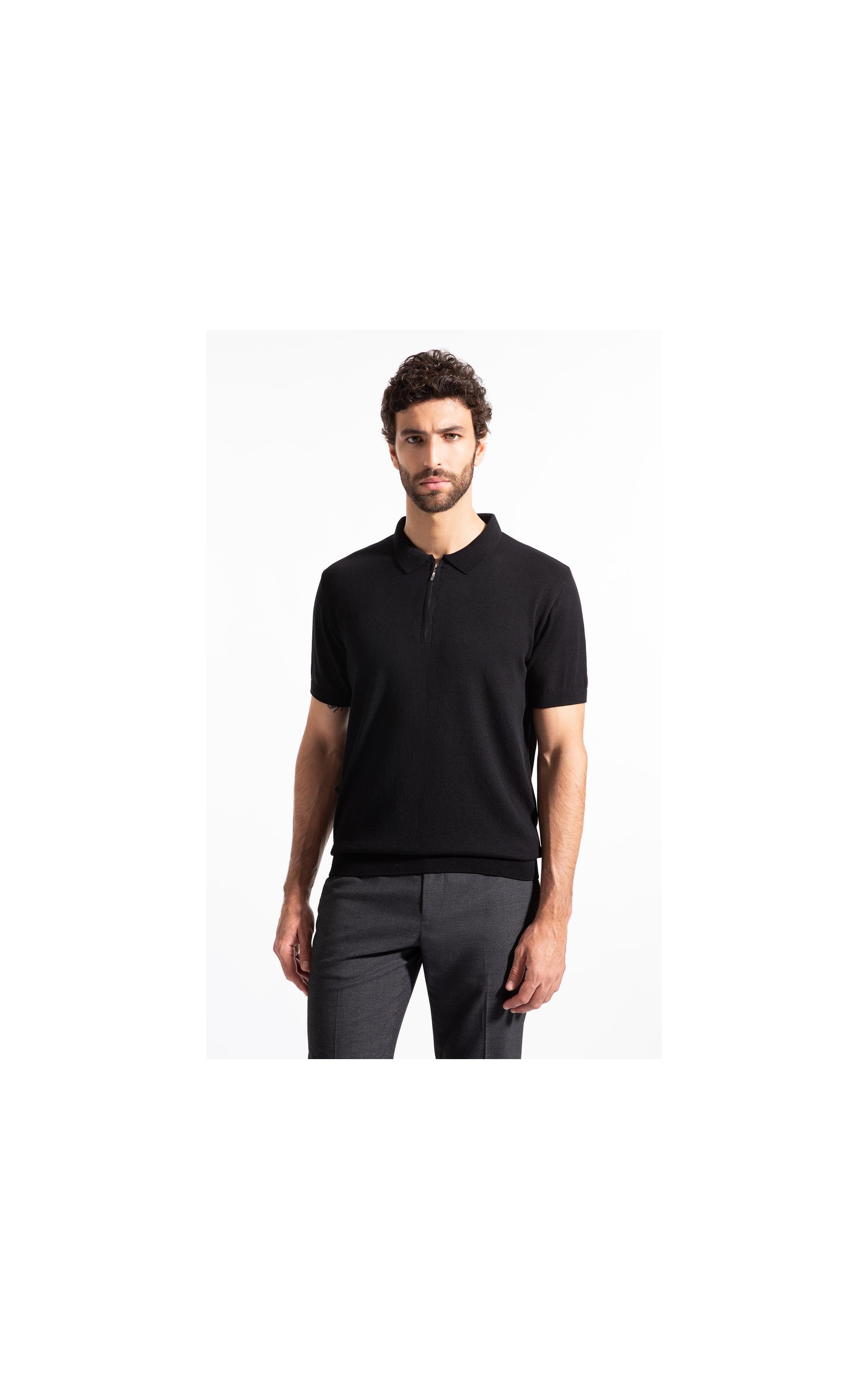 Polo Mc Tricot Modal Com Zíper Preto                                   