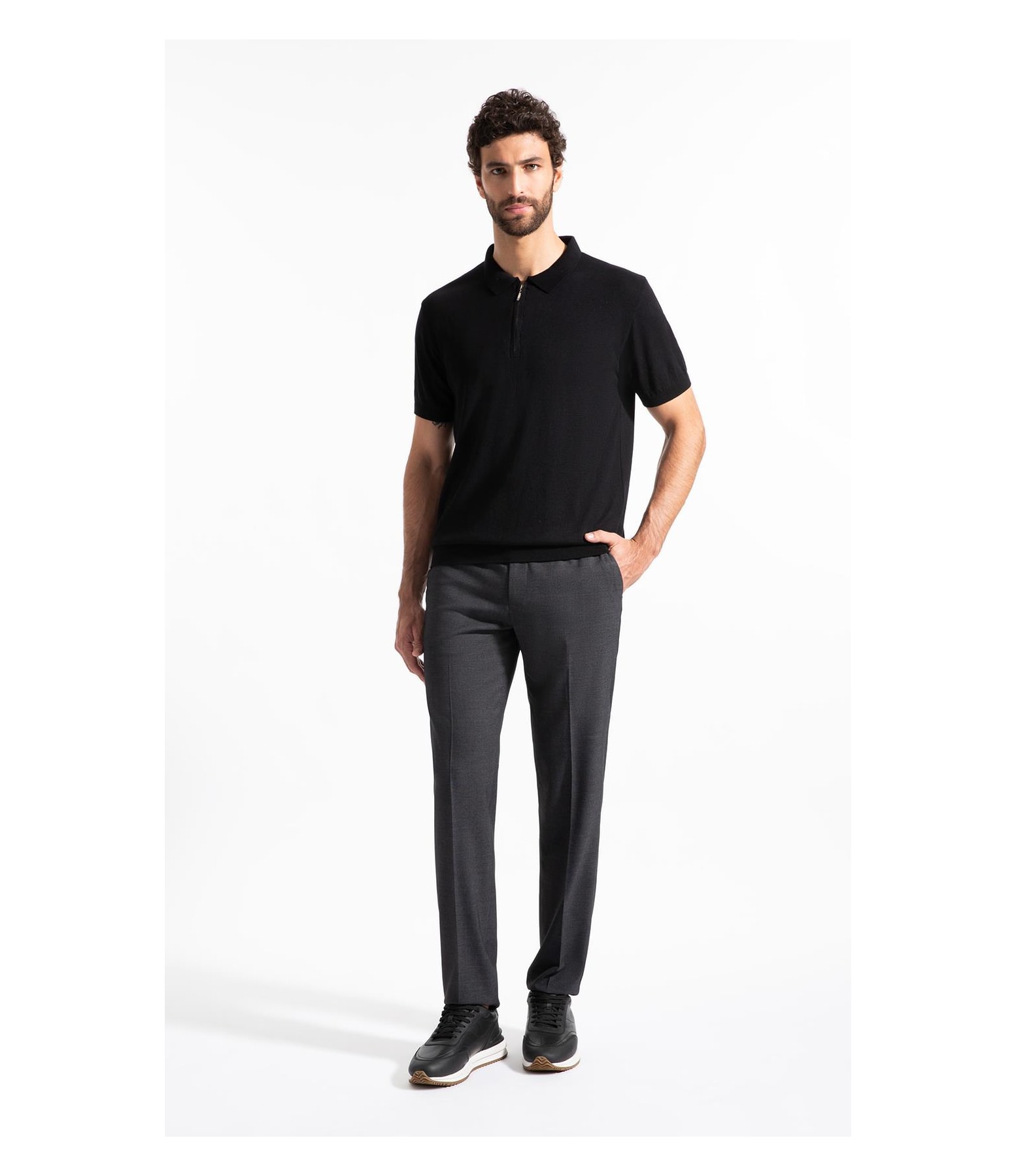 Polo Mc Tricot Modal Com Zíper Preto                                   