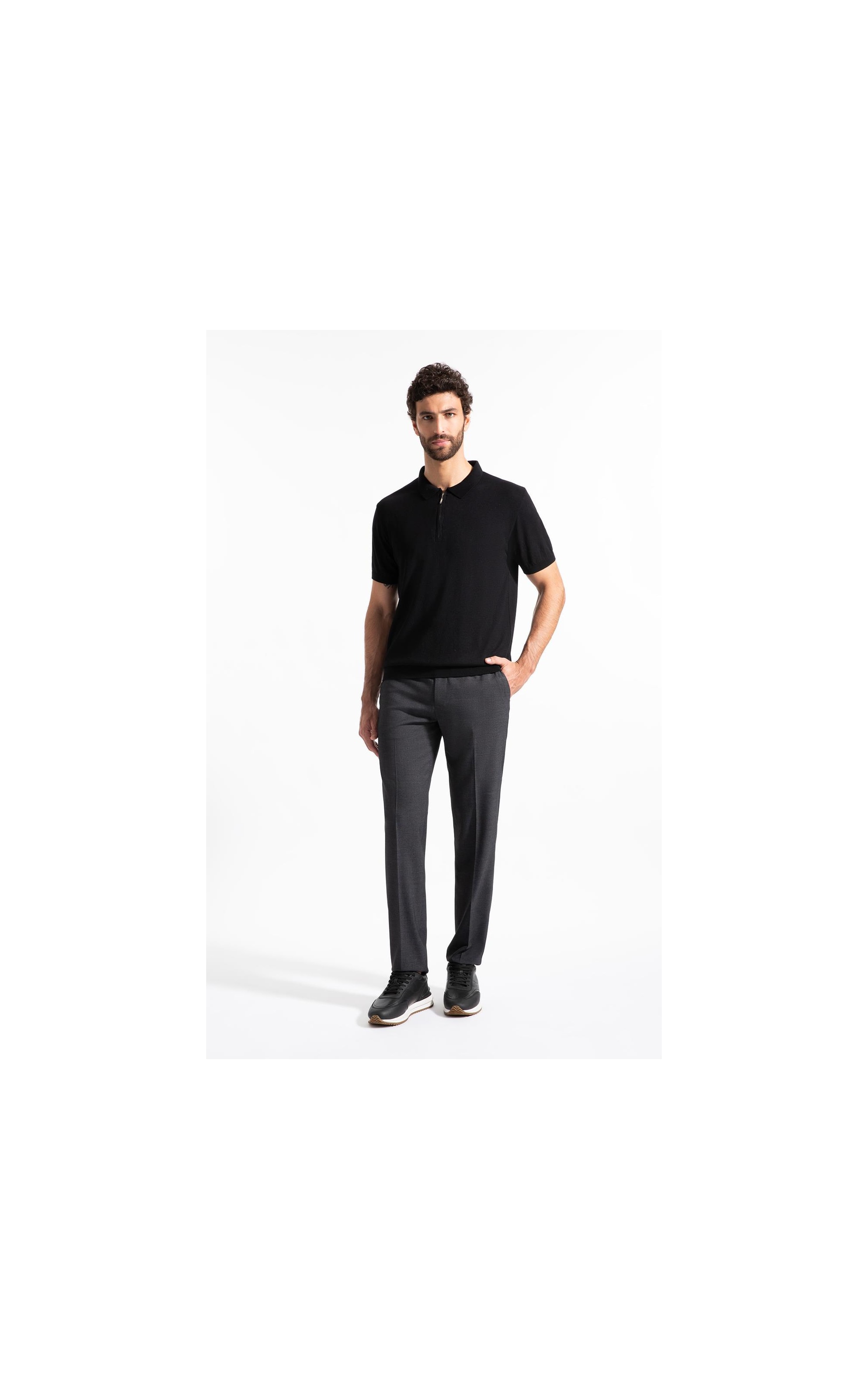 Polo Mc Tricot Modal Com Zíper Preto                                   