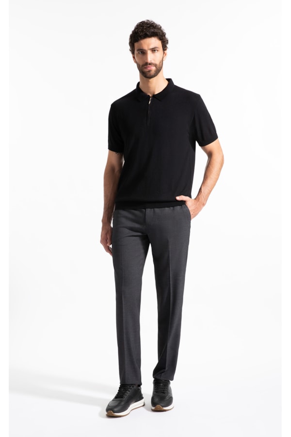 Polo Mc Tricot Modal Com Zíper Preto                                   
