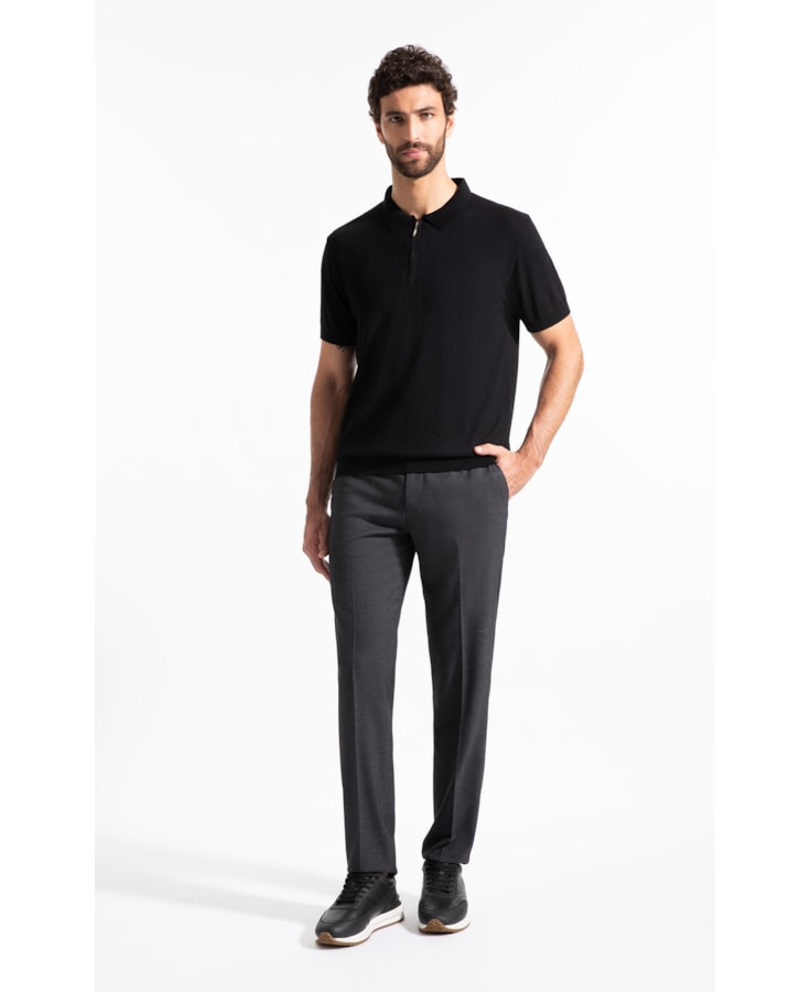 Polo Mc Tricot Modal Com Zíper Preto                                   