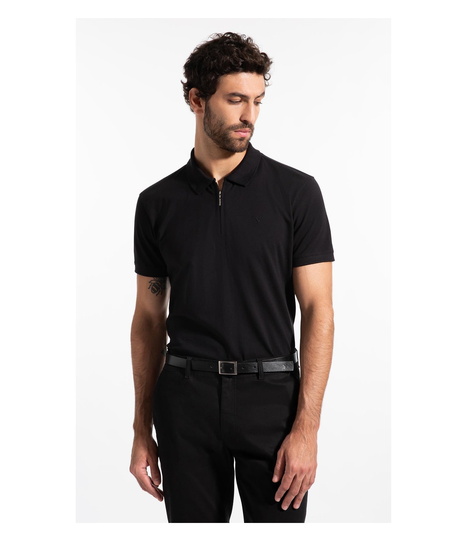 Polo Mc Zíper Lisa Preto