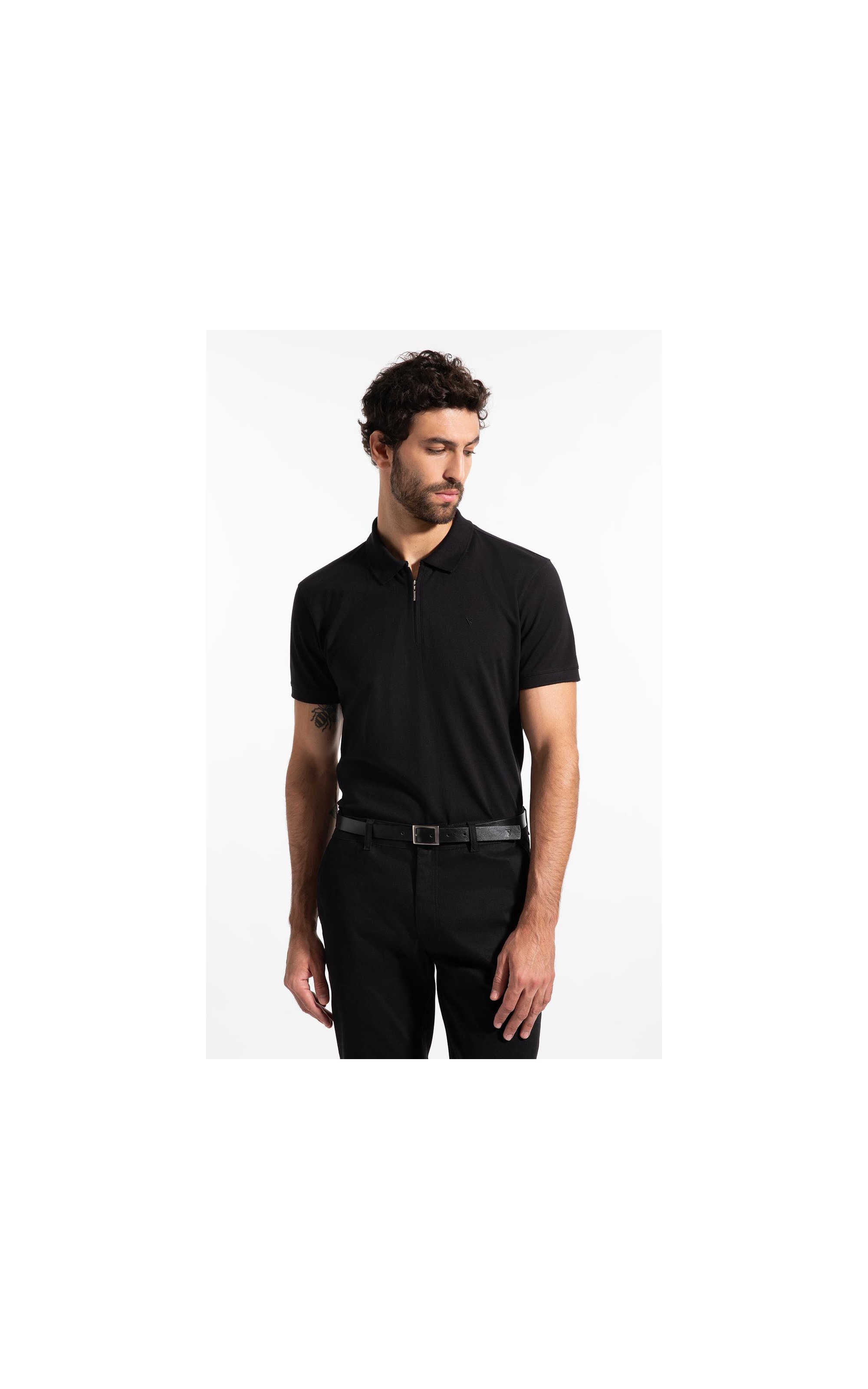 Polo Mc Zíper Lisa Preto