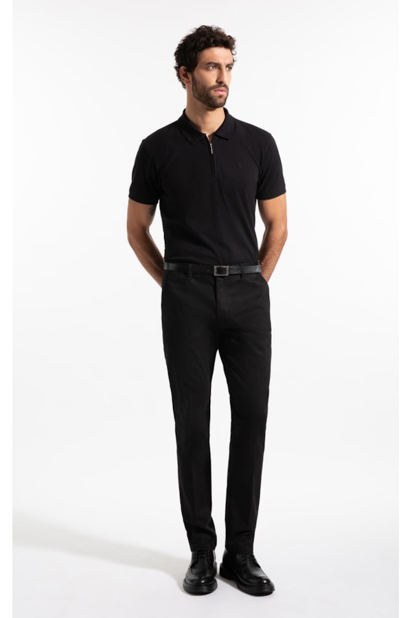 Polo Mc Zíper Lisa Preto