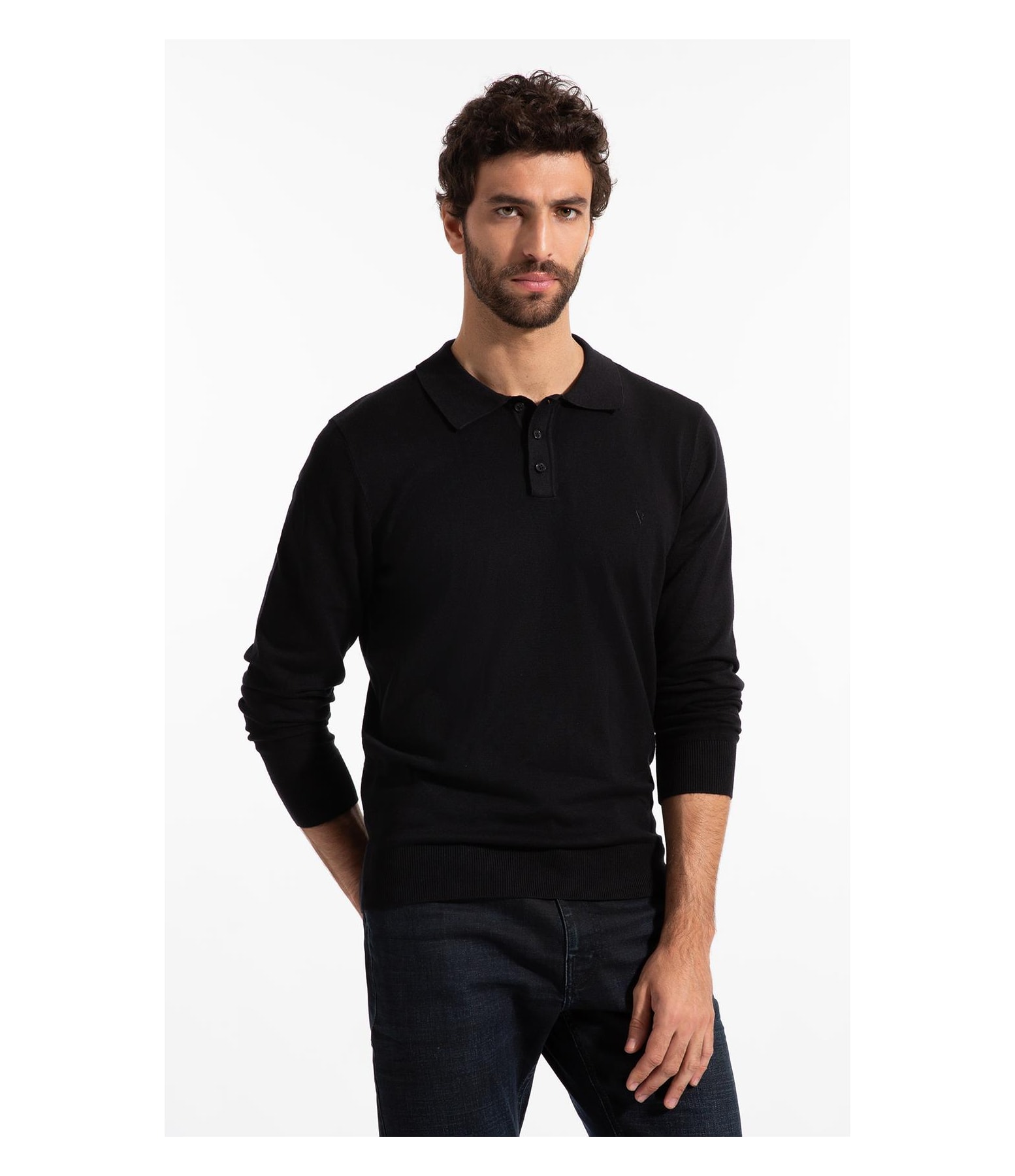  Polo Ml Tricot Basic Preto