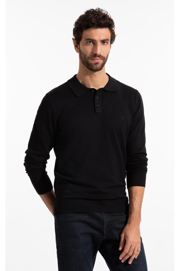  Polo Ml Tricot Basic Preto