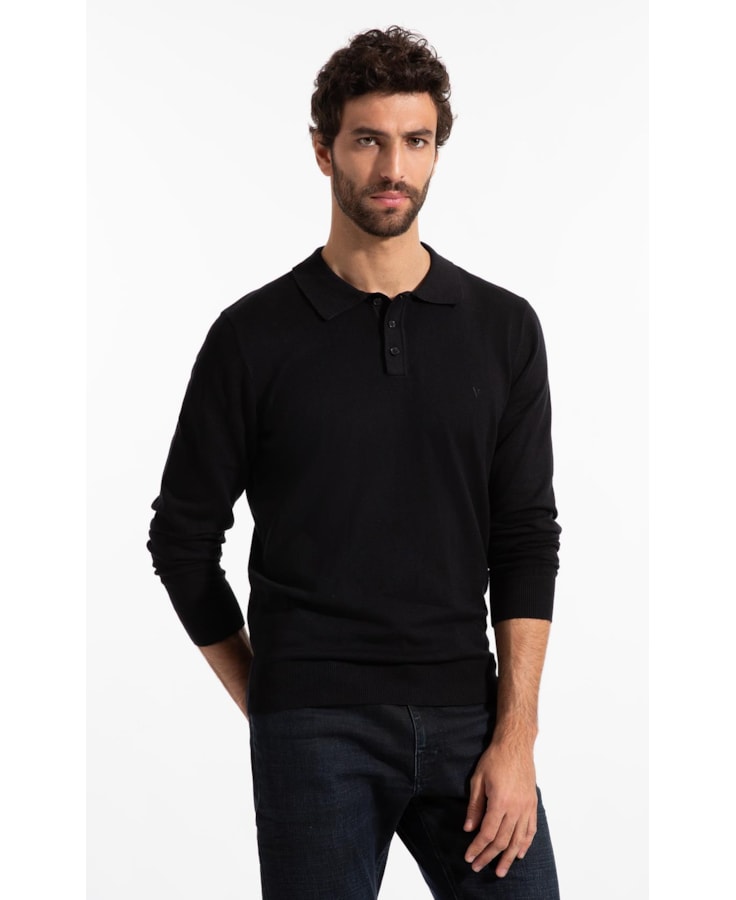  Polo Ml Tricot Basic Preto