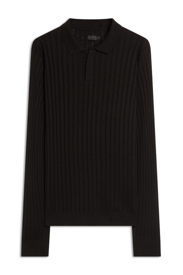 Polo Ml Tricot Canelado Vista Coberta Preto                                   