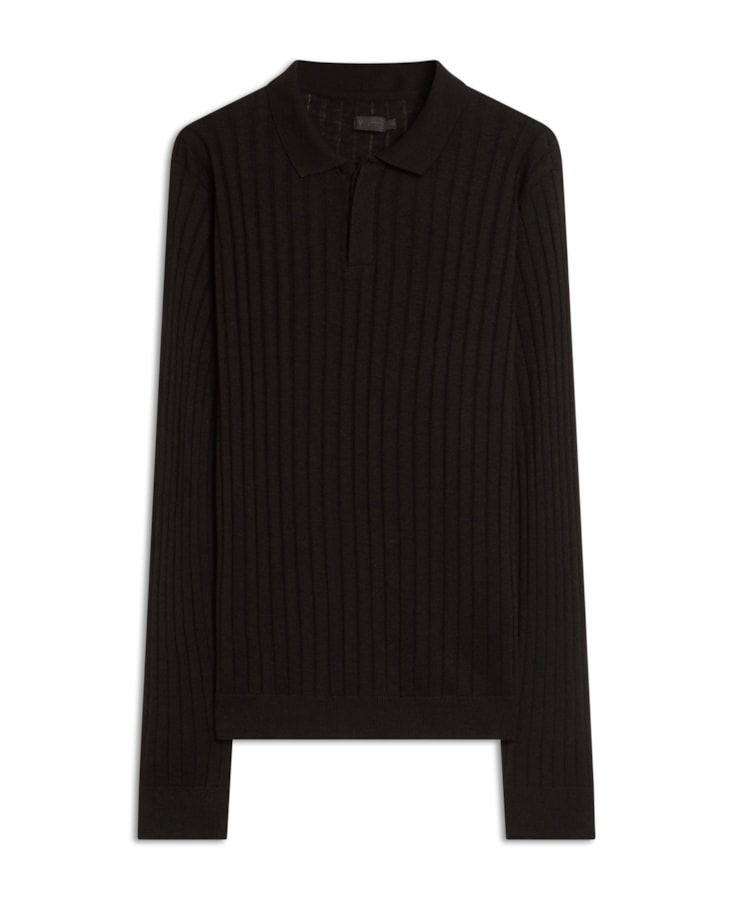 Polo Ml Tricot Canelado Vista Coberta Preto                                   