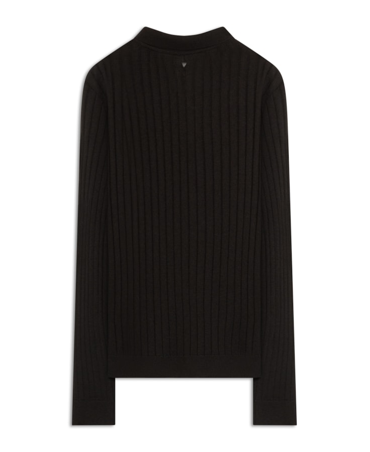 Polo Ml Tricot Canelado Vista Coberta Preto                                   