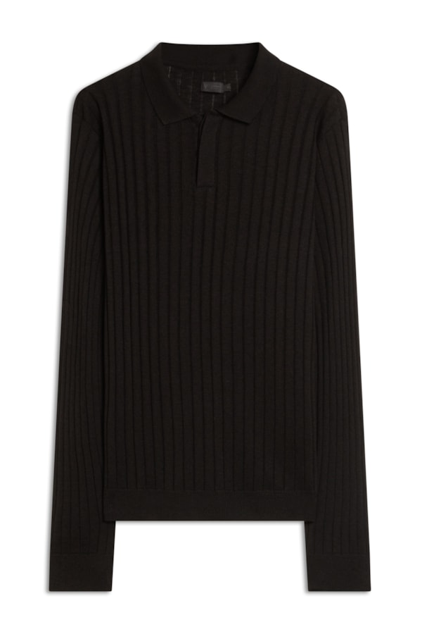 Polo Ml Tricot Canelado Vista Coberta Preto                                   