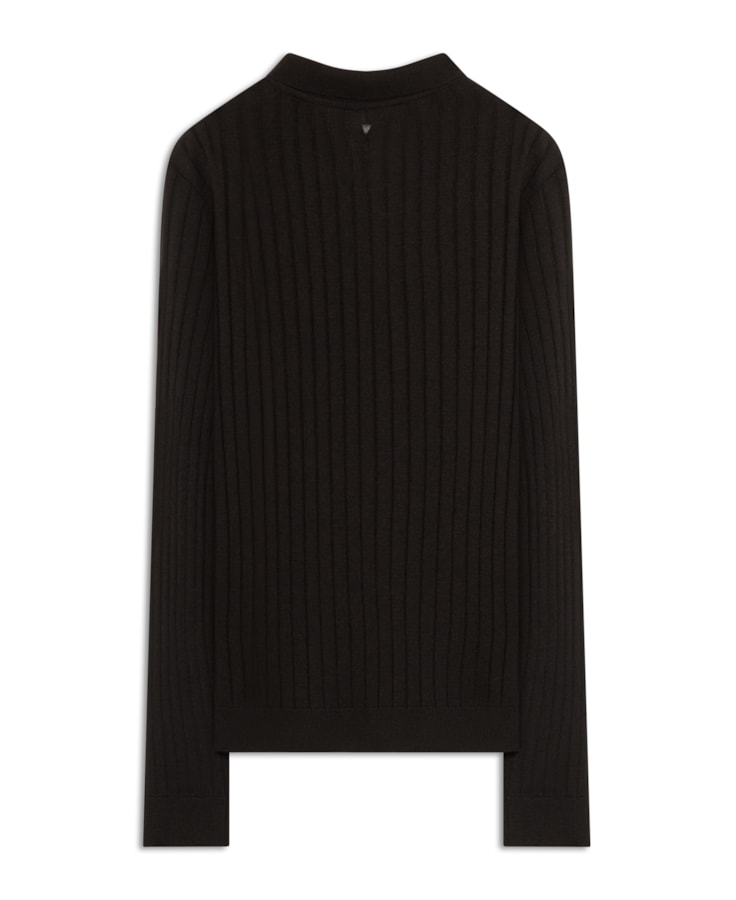 Polo Ml Tricot Canelado Vista Coberta Preto                                   