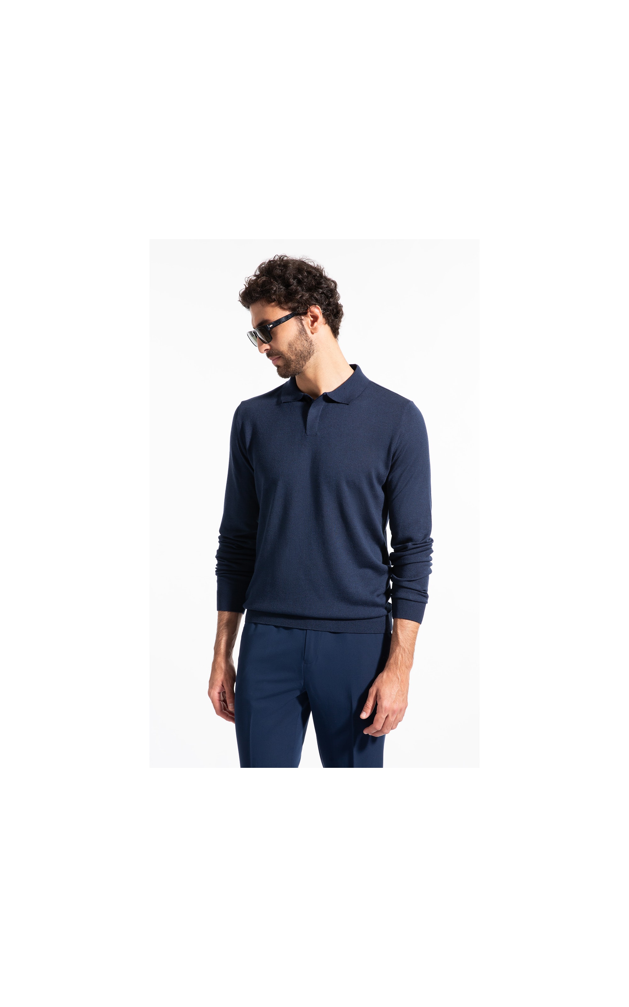 Polo Ml Tricot Vista Embutida Marinho