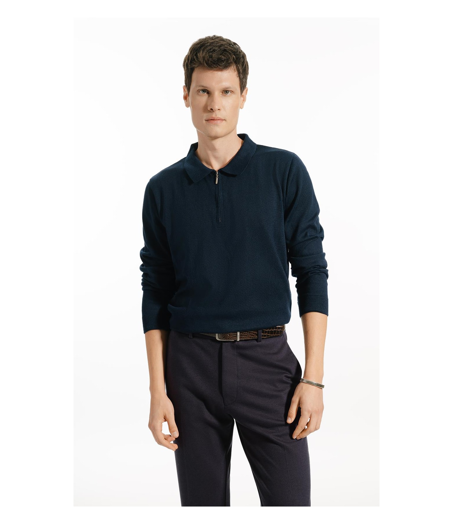 Polo Ml Tricot Ziper Politech Dark Navy