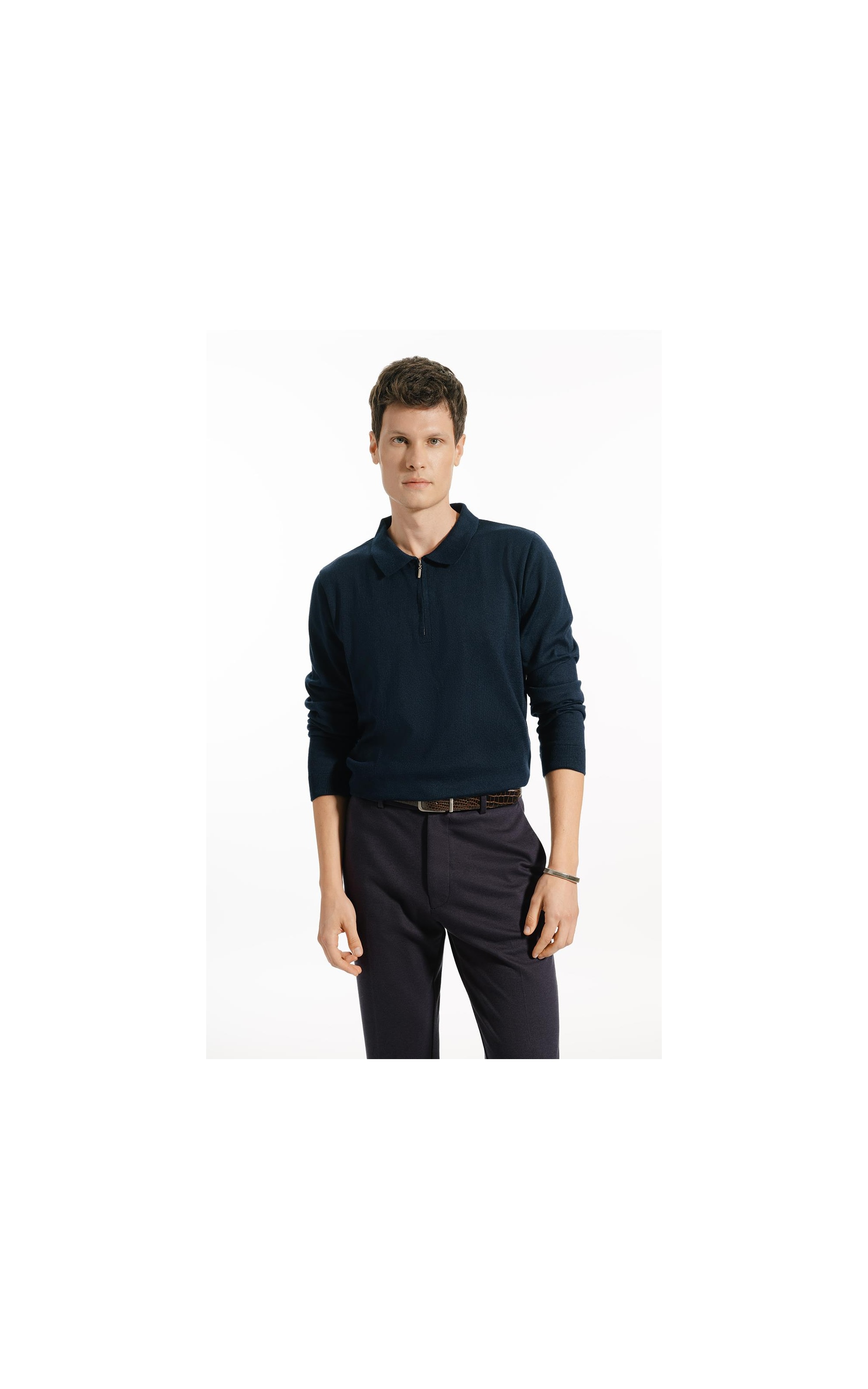 Polo Ml Tricot Ziper Politech Dark Navy