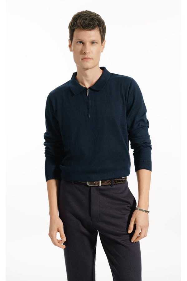 Polo Ml Tricot Ziper Politech Dark Navy