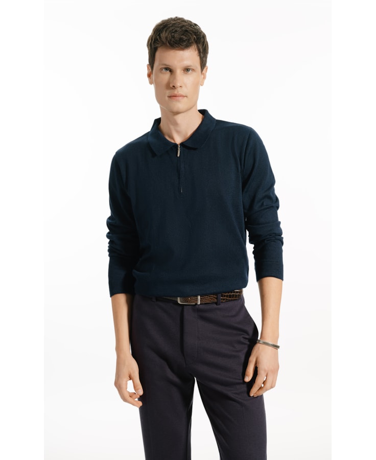 Polo Ml Tricot Ziper Politech Dark Navy