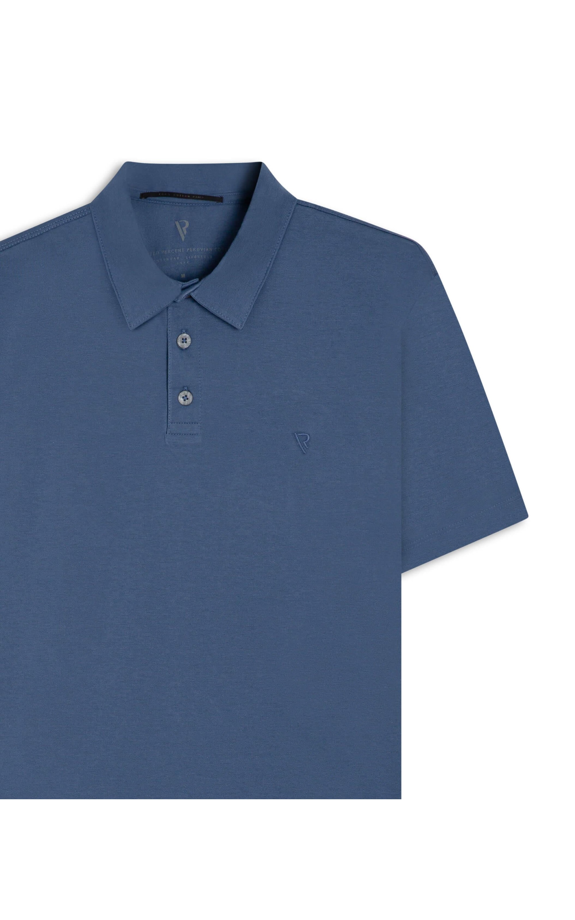 Polo Pima Básica Azul Seco