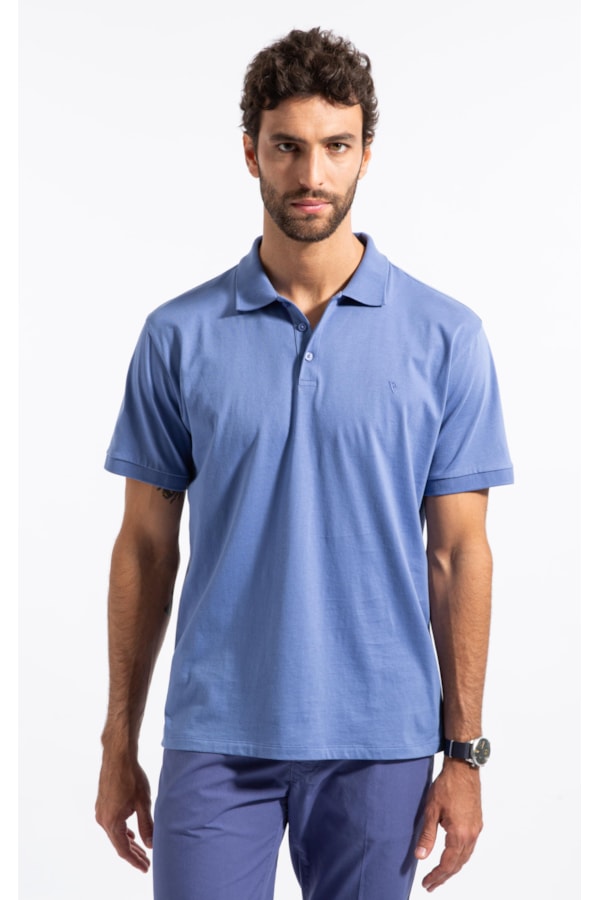 Polo Pima Cotton Azul Jeans