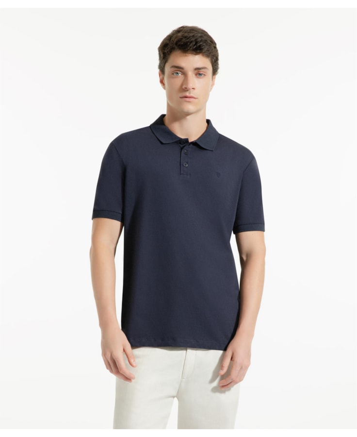 Polo Pima Gola Retilínea Dark Navy